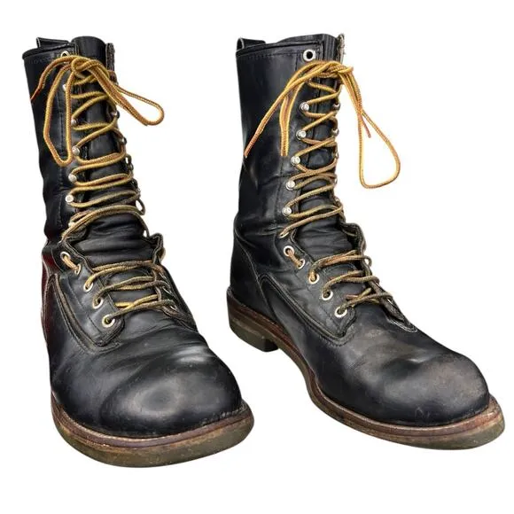 Vintage Red Wing Men’s Black Leather Logger Lineman Boots Size US 11 C