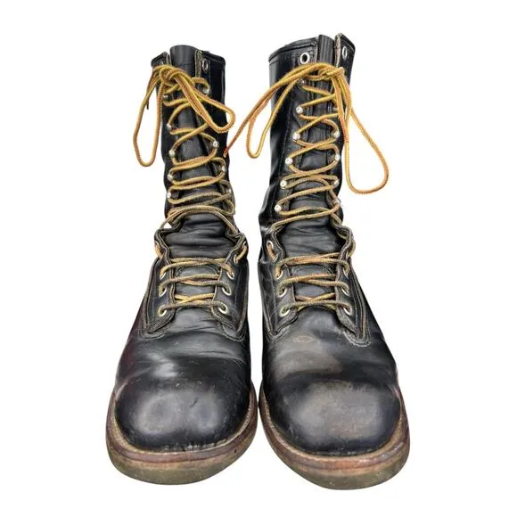 Vintage Red Wing Men’s Black Leather Logger Lineman Boots Size US 11 C