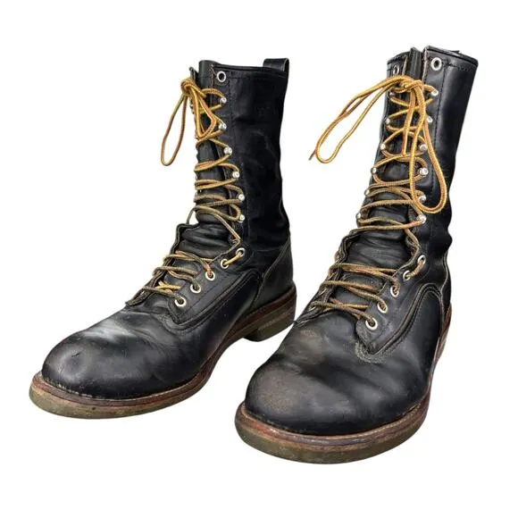 Vintage Red Wing Men’s Black Leather Logger Lineman Boots Size US 11 C