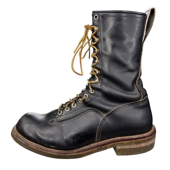 Vintage Red Wing Men’s Black Leather Logger Lineman Boots Size US 11 C