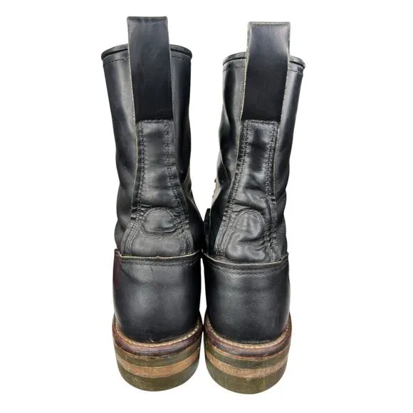 Vintage Red Wing Men’s Black Leather Logger Lineman Boots Size US 11 C