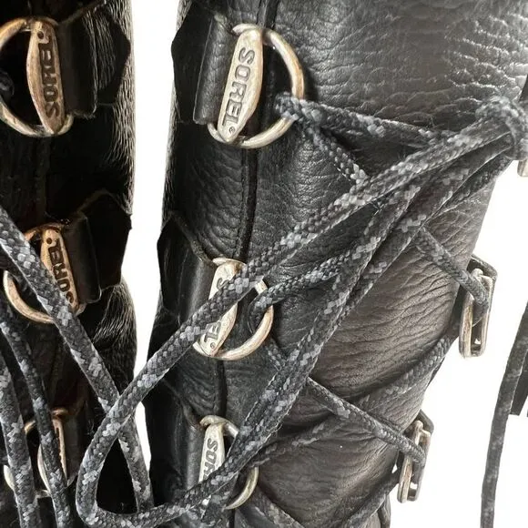 Vintage Sorel Made in Canada Leather Faux Fur Boots