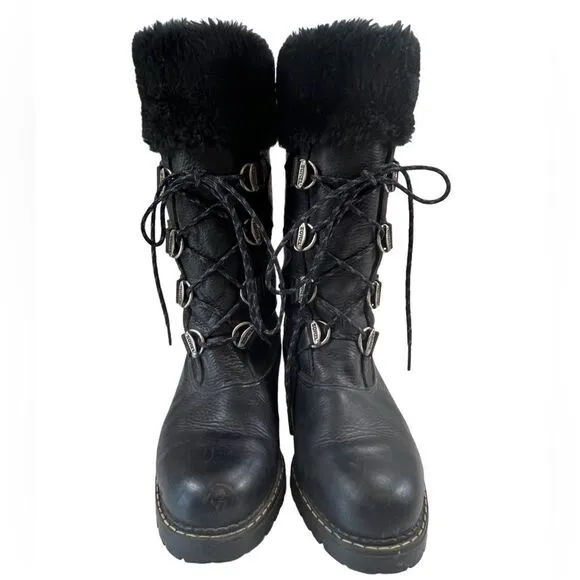 Vintage Sorel Made in Canada Leather Faux Fur Boots