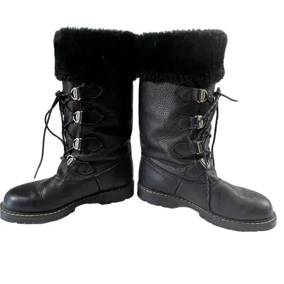 Vintage Sorel Made in Canada Leather Faux Fur Boots
