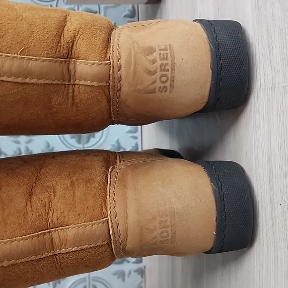 VINTAGE Sorel Women's Suede Virgin Wool Lined Insulated Winter Boots Camel Sz 7