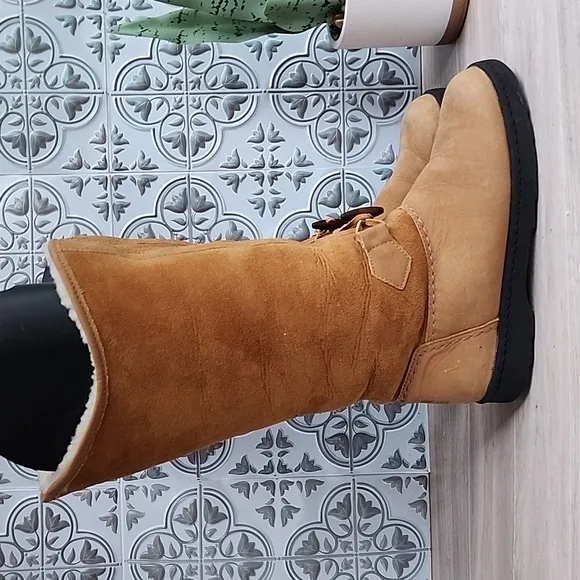 VINTAGE Sorel Women's Suede Virgin Wool Lined Insulated Winter Boots Camel Sz 7
