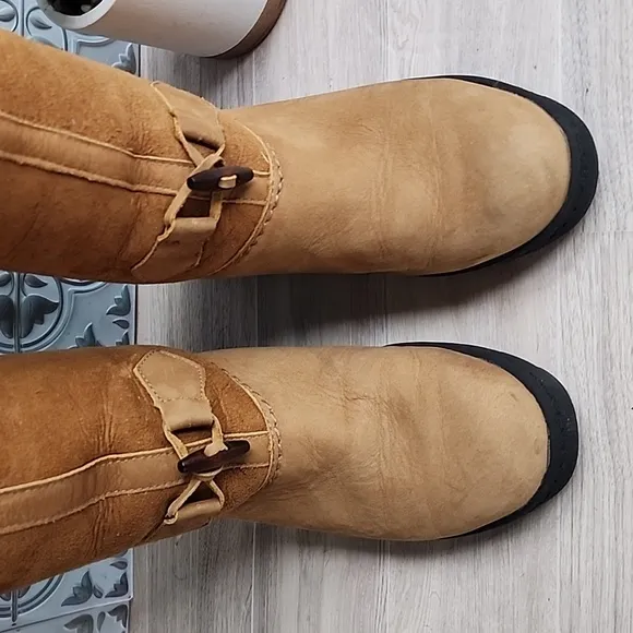 VINTAGE Sorel Women's Suede Virgin Wool Lined Insulated Winter Boots Camel Sz 7