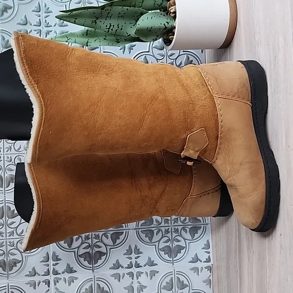 VINTAGE Sorel Women's Suede Virgin Wool Lined Insulated Winter Boots Camel Sz 7