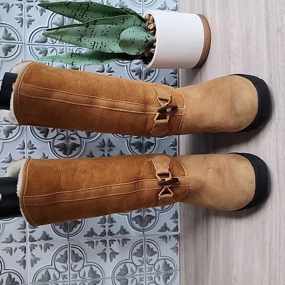 VINTAGE Sorel Women's Suede Virgin Wool Lined Insulated Winter Boots Camel Sz 7