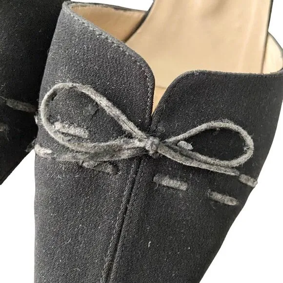 Vintage Stuart Weitzman Bow Accent Pointed Open Back Heel Shoes in Size 9B