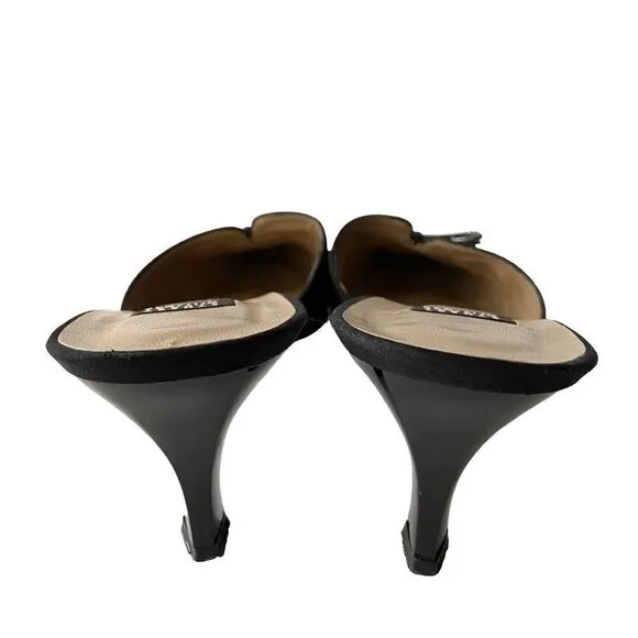 Vintage Stuart Weitzman Bow Accent Pointed Open Back Heel Shoes in Size 9B