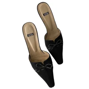 Vintage Stuart Weitzman Bow Accent Pointed Open Back Heel Shoes in Size 9B