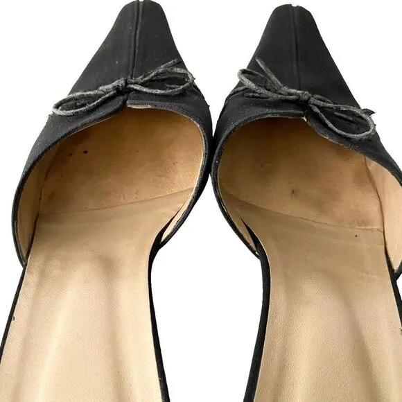 Vintage Stuart Weitzman Bow Accent Pointed Open Back Heel Shoes in Size 9B