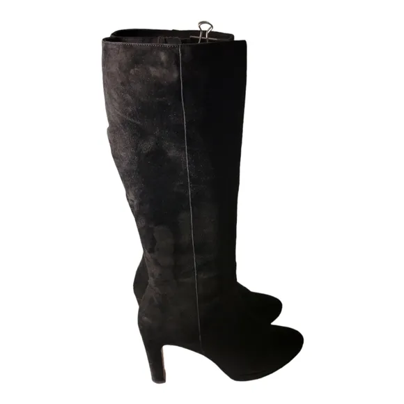 Vintage Tall Suede Designer Boots. 4 Inch High Heel Winter Boots