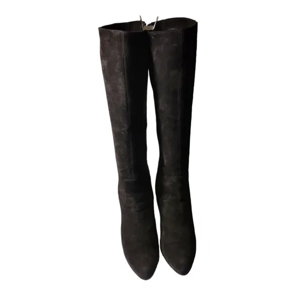 Vintage Tall Suede Designer Boots. 4 Inch High Heel Winter Boots