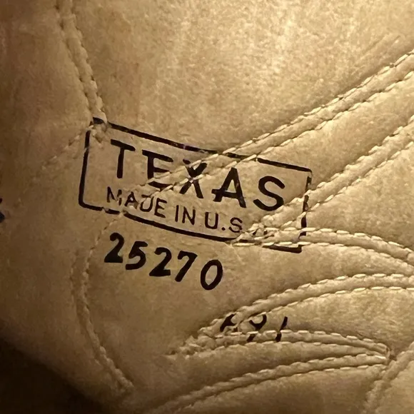 Vintage Texas Brand Men Tan Leather Suede Western Cowboy Boots Sz 7.5 D USA 7566