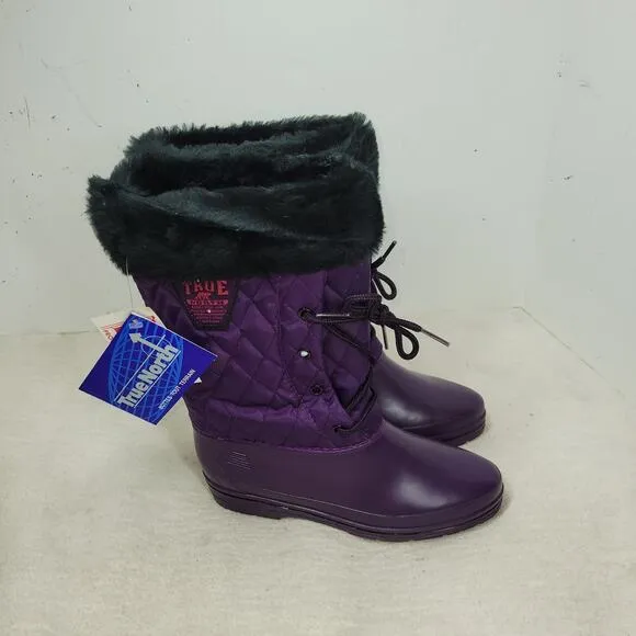 Vintage True North Boots Womens Sz 7 Purple Winter Snow NWT 90s Sherpa Faux Fur