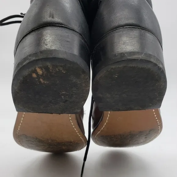 VINTAGE Unbranded women US 7 black brown boots Kiltie leather 8 eyelet lace up