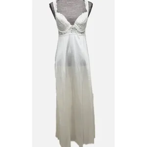 Vintage Victoria's Secret Gold Label Nightgown Womens Size L Ivory Maxi Sexy USA