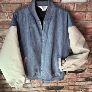 Vintage West Ark USA Varsity Jacket XL 80s Bomber Denim USA Made Blue Snap