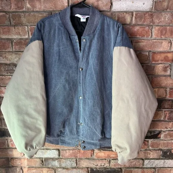 Vintage West Ark USA Varsity Jacket XL 80s Bomber Denim USA Made Blue Snap