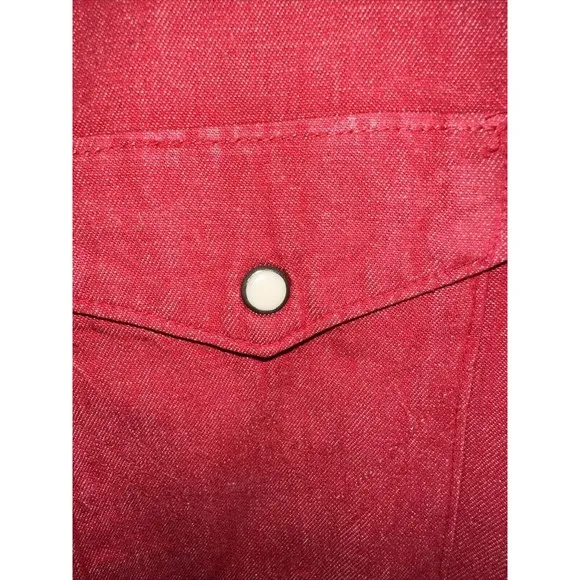 Vintage Wrangler X-Long Tails Shirt Red Sz 17 1/2 X 35 Brushpopper Cowboy EUC