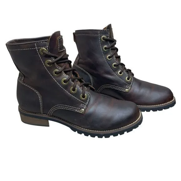 Vintage Y2K Skechers Leather Lace‎ Up Brown Combat Boots Womens 7.5