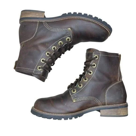Vintage Y2K Skechers Leather Lace‎ Up Brown Combat Boots Womens 7.5