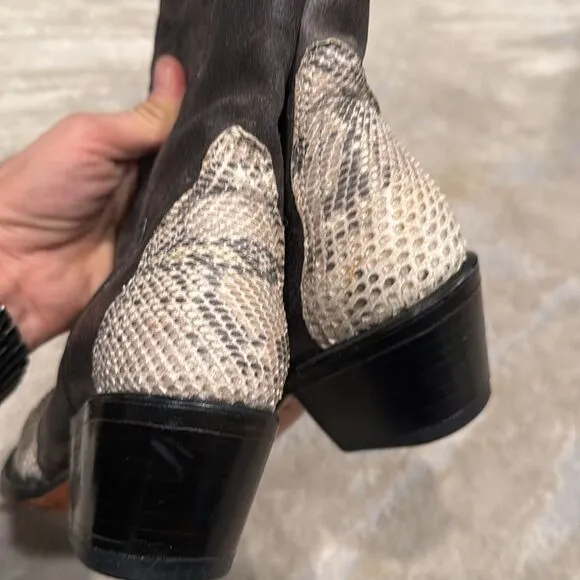 Vintage Buitre Western Caiman Snakeskin Leather Cowboy Boots Women Size 7.5 GUC