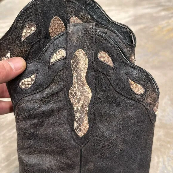 Vintage Buitre Western Caiman Snakeskin Leather Cowboy Boots Women Size 7.5 GUC