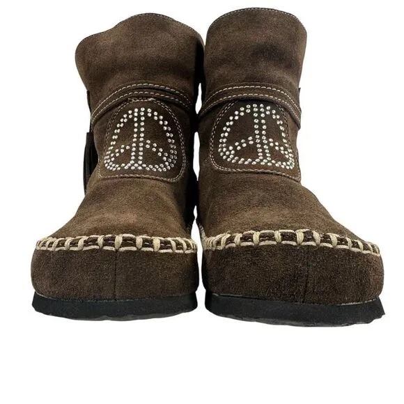Vintage Sherpa Lined Suede Moccasin Winter Boots Women’s Size 6.5/7