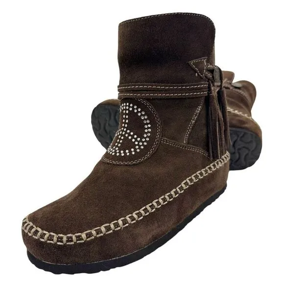 Vintage Sherpa Lined Suede Moccasin Winter Boots Women’s Size 6.5/7