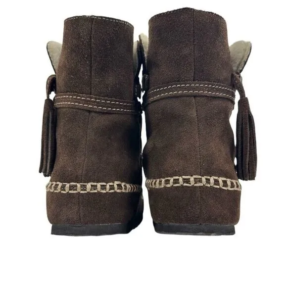 Vintage Sherpa Lined Suede Moccasin Winter Boots Women’s Size 6.5/7