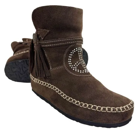 Vintage Sherpa Lined Suede Moccasin Winter Boots Women’s Size 6.5/7