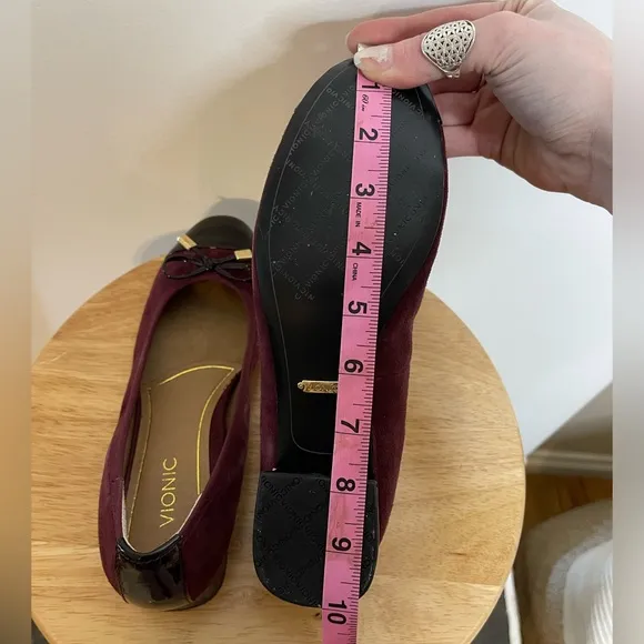 Vionic Mod Daphne Slip On Women Merlot &amp; Black Preppy Ballet Flats Shoes