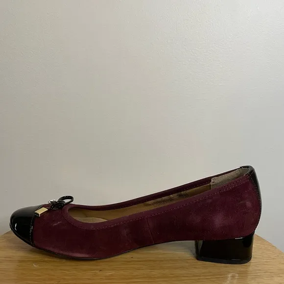 Vionic Mod Daphne Slip On Women Merlot &amp; Black Preppy Ballet Flats Shoes