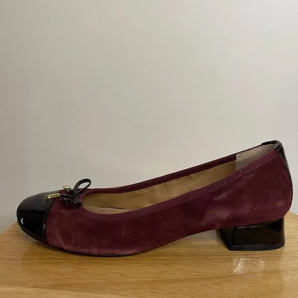 Vionic Mod Daphne Slip On Women Merlot &amp; Black Preppy Ballet Flats Shoes