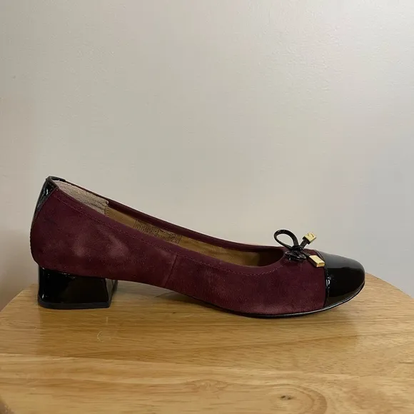 Vionic Mod Daphne Slip On Women Merlot &amp; Black Preppy Ballet Flats Shoes