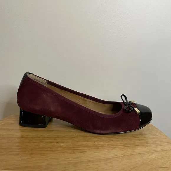Vionic Mod Daphne Slip On Women Merlot &amp; Black Preppy Ballet Flats Shoes