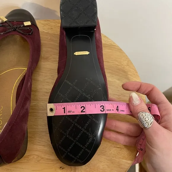 Vionic Mod Daphne Slip On Women Merlot &amp; Black Preppy Ballet Flats Shoes
