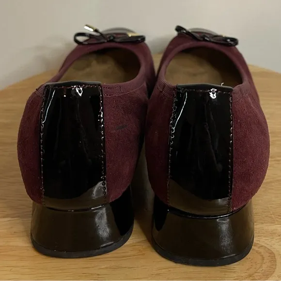 Vionic Mod Daphne Slip On Women Merlot &amp; Black Preppy Ballet Flats Shoes
