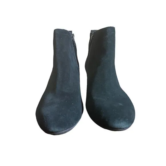 Vionic Womens Paloma Black Suede Wedge Ankle Booties Boots Shoes sz 9 1/2