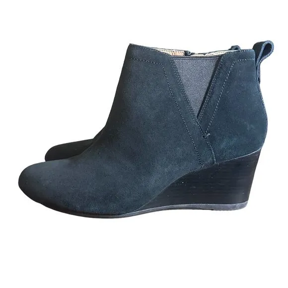 Vionic Womens Paloma Black Suede Wedge Ankle Booties Boots Shoes sz 9 1/2