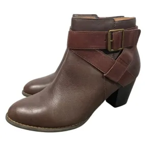 Vionic Women's Trinity Booties leather ankle boots chocolate brown heeled women’