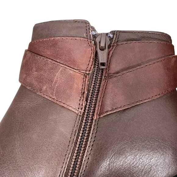 Vionic Women's Trinity Booties leather ankle boots chocolate brown heeled women’