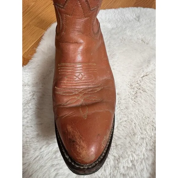 Vitg. TONY LAMA Cowboy Boots Women 7 Buckaroo Tall Saddle Tan Leather Western