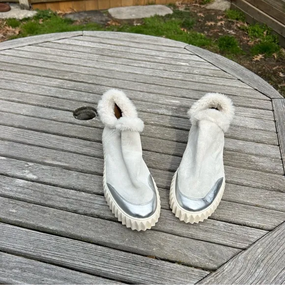 Voile Blanche Luna‎ Leather Fur Trim Sneaker Bootie Boots Size 40 / Size 8.5