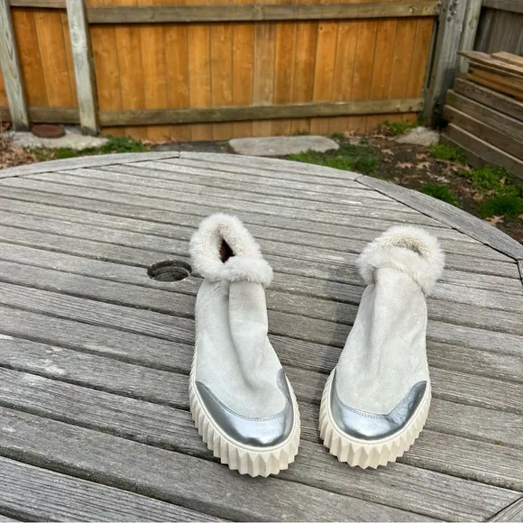 Voile Blanche Luna‎ Leather Fur Trim Sneaker Bootie Boots Size 40 / Size 8.5