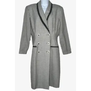 VTG 80s Double Breasted Coat Danny &amp; Nicole Womens Size 16 Black/White Checkered