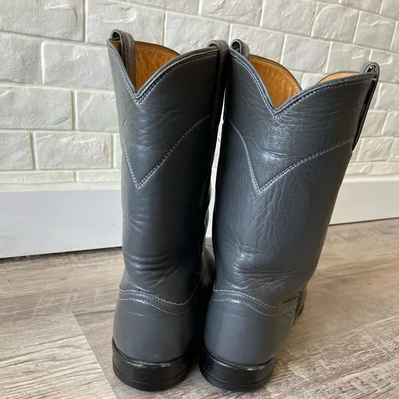VTG '87' New Old Stock Justin Roper Cowboy Boots 3025 Gray Men 11D Made in USA